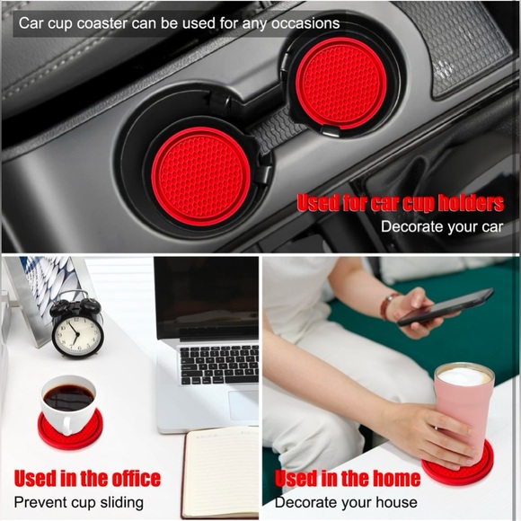 2 Car Cup Holder Coaster with 1 Push Start Button Bling [3Pcs], Bling Crystal - Picture 7 of 7